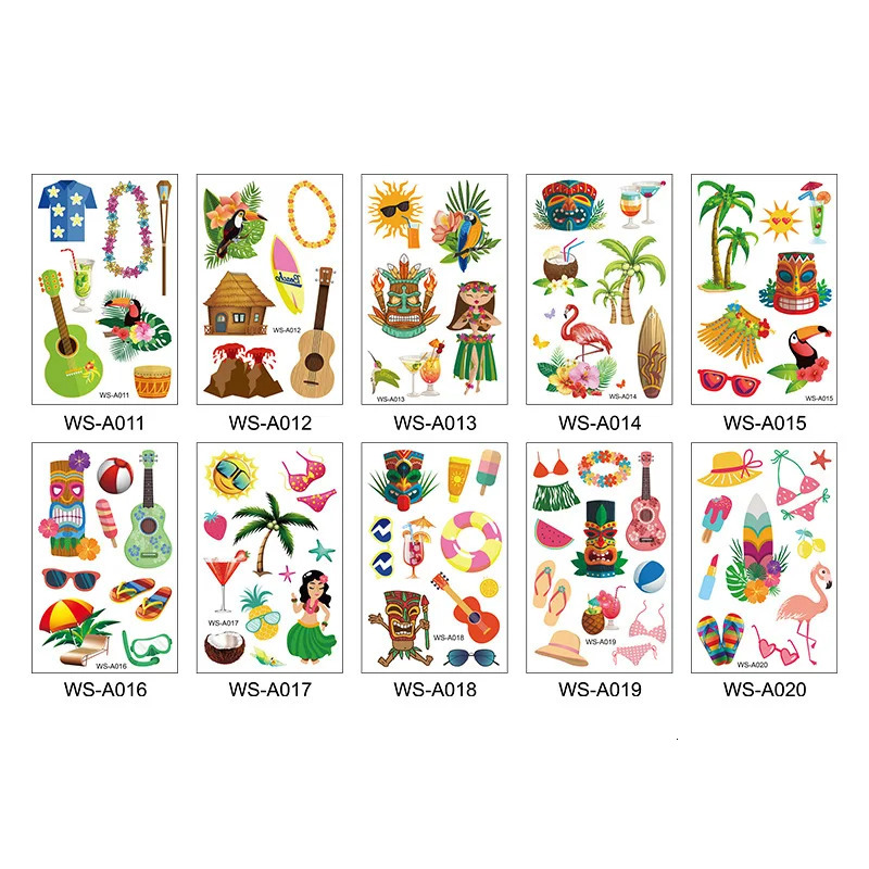 Hawaii Stickers Beach Waterproof Kids Body Tattoos Film Decal Temporary Tattoo for Woman Summer Style Party 250714