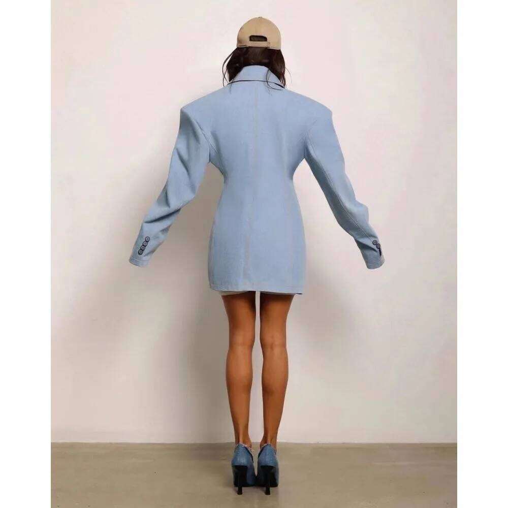 TWOTWINSTYLE Solid Spliced Button Loose Jackets For Women Lapel Long Sleeve Temperament Minimalsit Coats Female New