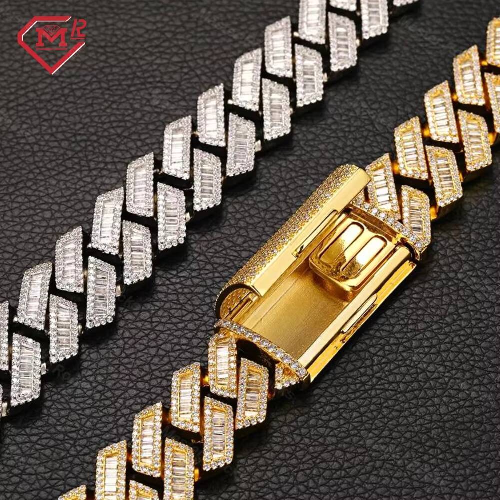 Hiphop 20MM Cuban Link Chain Gold Plated Men Necklace 925 Sterling Silver Iced Out Moissanite Cuban Chain