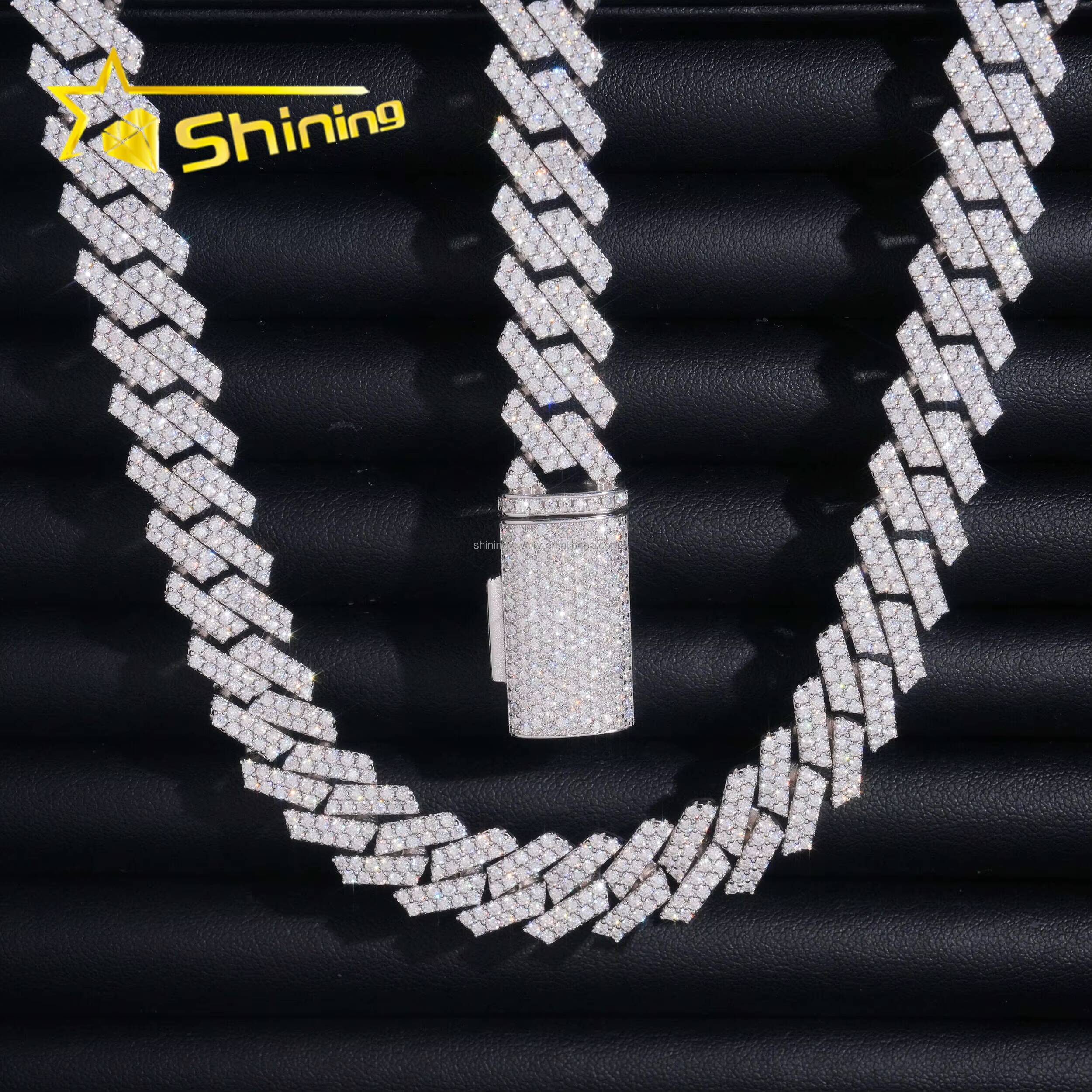 Stock Hot Selling Pass Diamond Tester GRA Certificate 13mm Iced Out Moissanite Cuban Link Chain S925 Hip Hop Miami Cuban Chain