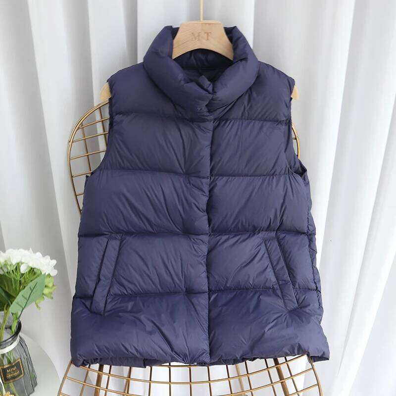 Janveny Winter Autumn Women Ultra Light Vest Casual Slim Waistcoat 90% White Duck Down Gilet Female Puffer Jacket Plus Size MDNG