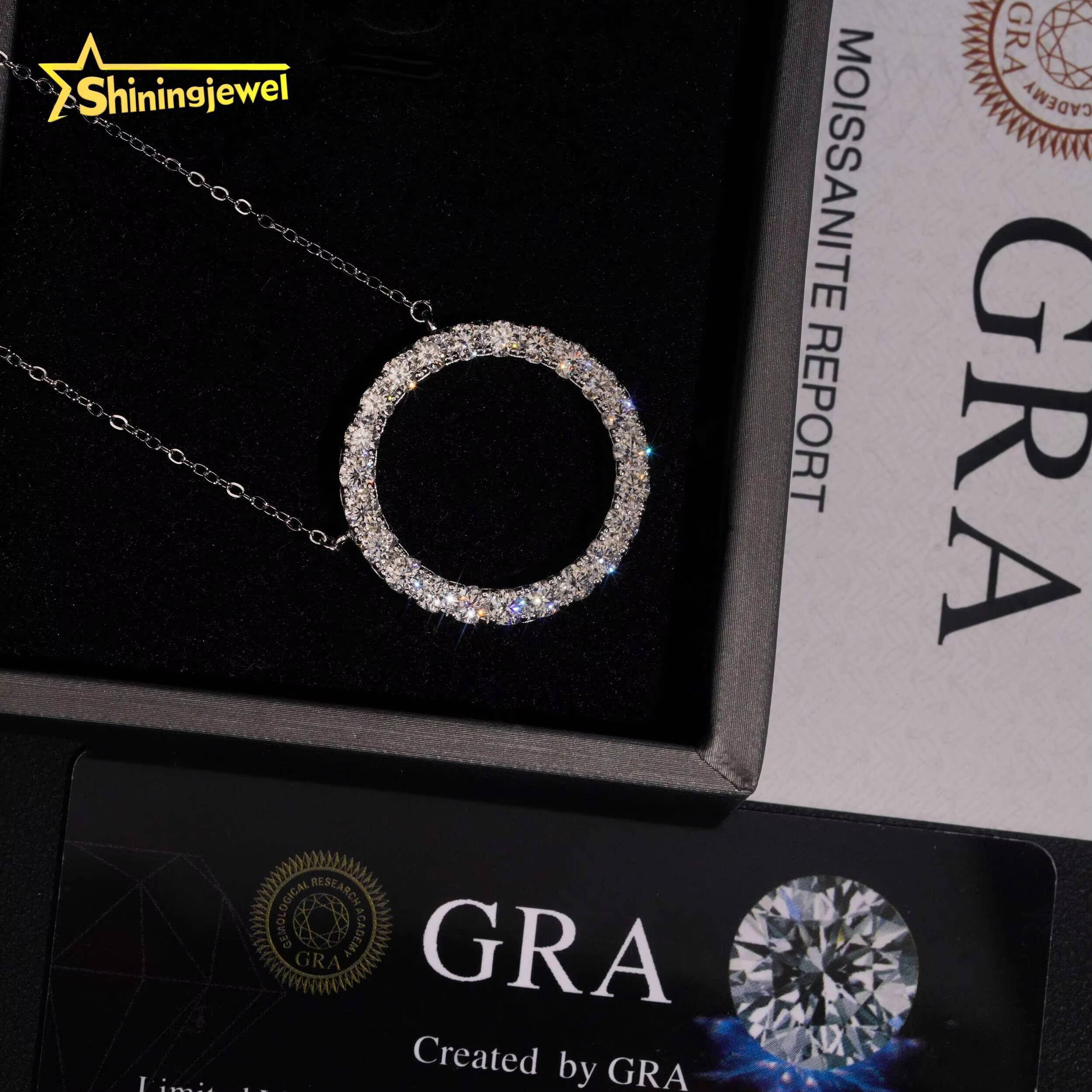 26mm Big Circle Women 925 Silver Jewelry Iced Out VVS D Moissanite Diamond Necklace Hip Hop Chain Anniversary Gift Daily Wear
