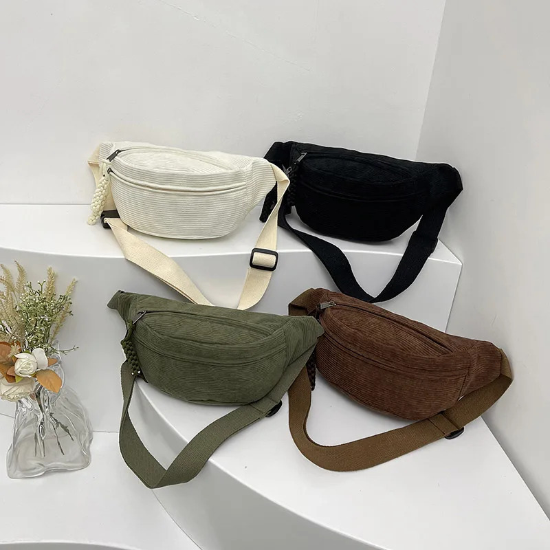 Casual Corduroy Belt Bags for Women Fashion Fanny Pack Female Banana Waist Bag Hip Purse Shoulder Crossbody Chest Bag Pocket 250714
