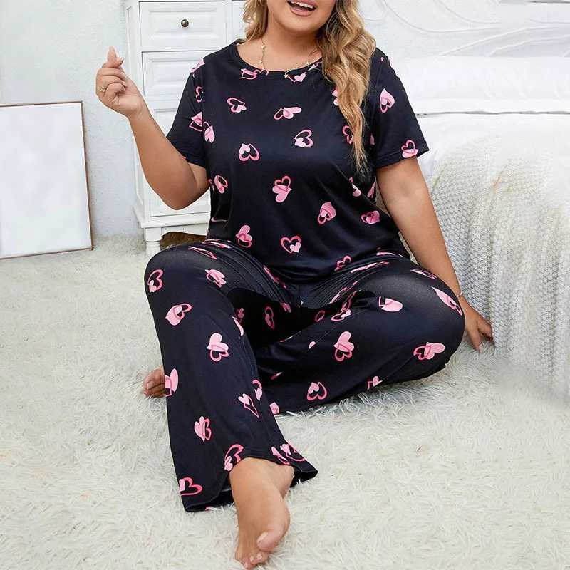 2024 Womens Pajamas With Enlarged Spring And Summer Two-piece Set Milk Silk Pajamas Short Sleeved Pants Pajamas Casual Wear W250717
