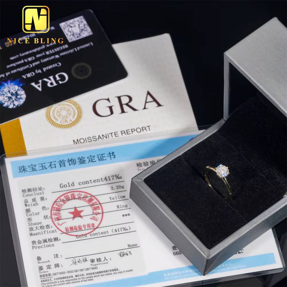 Classic Diamond Wedding Rings Women Round Cut 10K Gold VVS Moissanite Wedding Engagement Ring for Women
