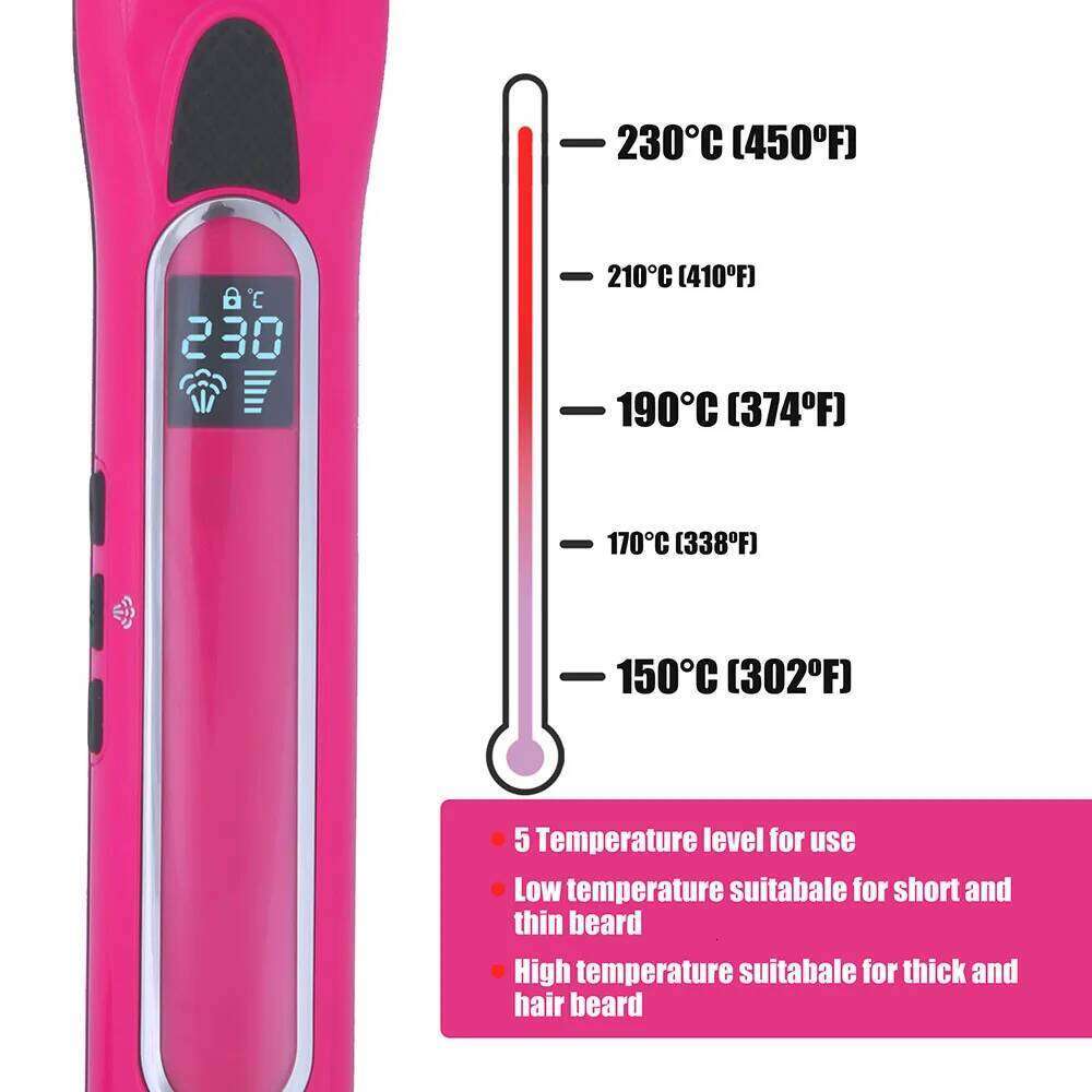 New Straightener Fast Heating Hot Hair Combs Titanium Curling Steam Flat Straightening Iron