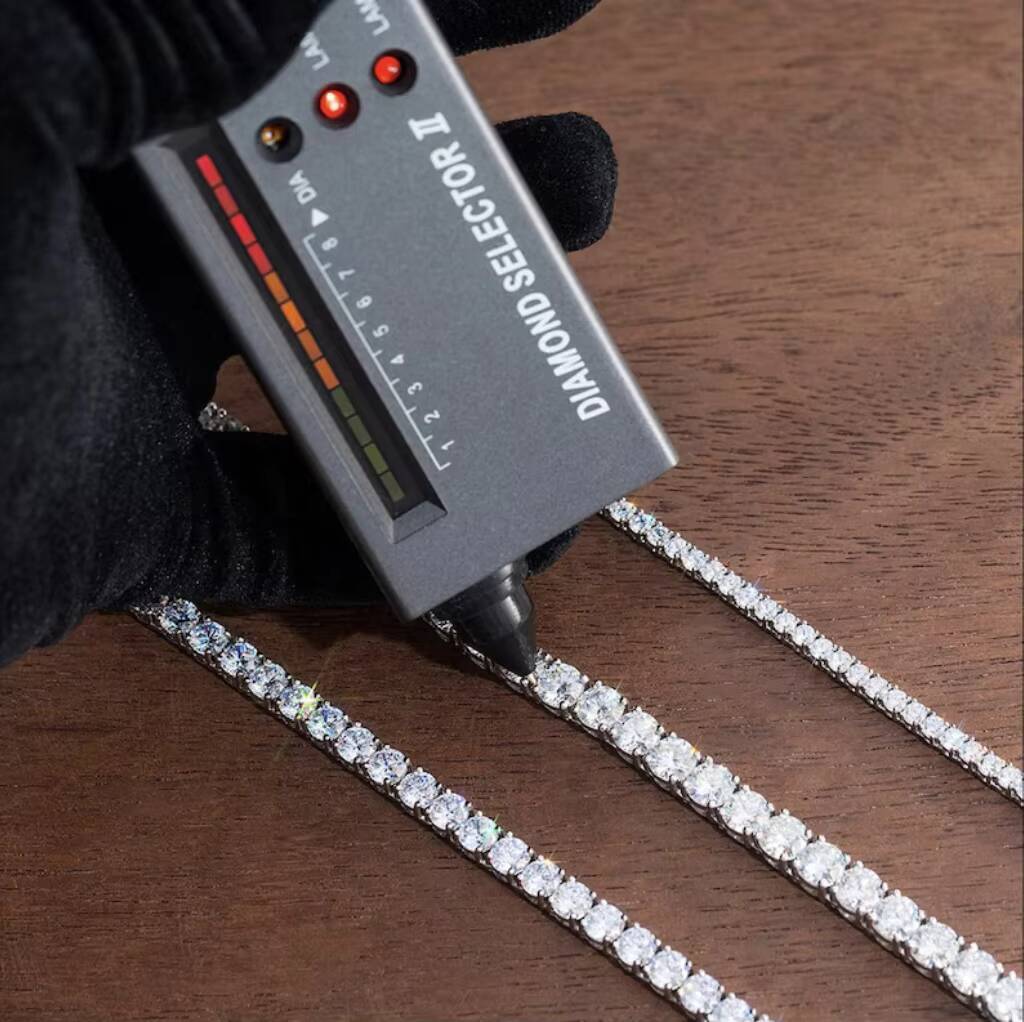 Hip Hop Diamond Necklace Shinning 925 Sterling Silver 6.5mm Flawless D Color VVS Lab Diamond Moissanite Tennis Chain