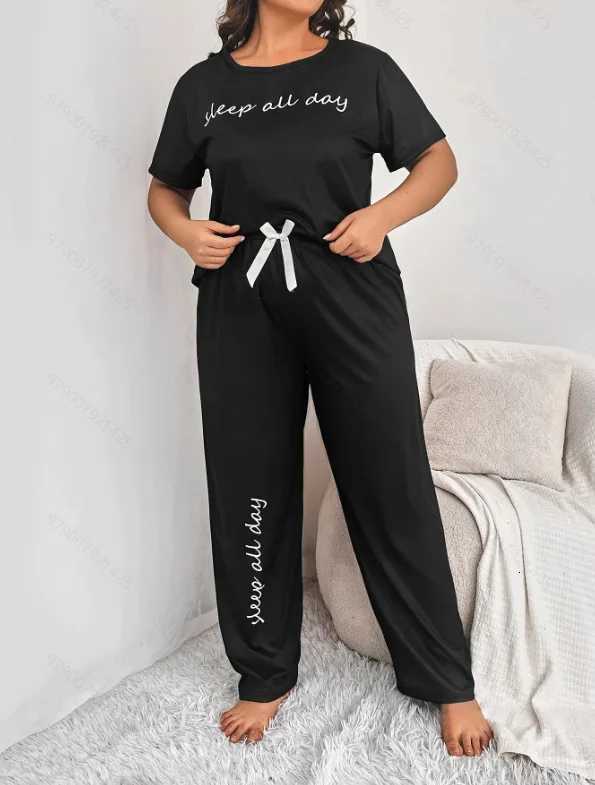 2024 Womens Pajamas With Enlarged Spring And Summer Two-piece Set Milk Silk Pajamas Short Sleeved Pants Pajamas Casual Wear W250717