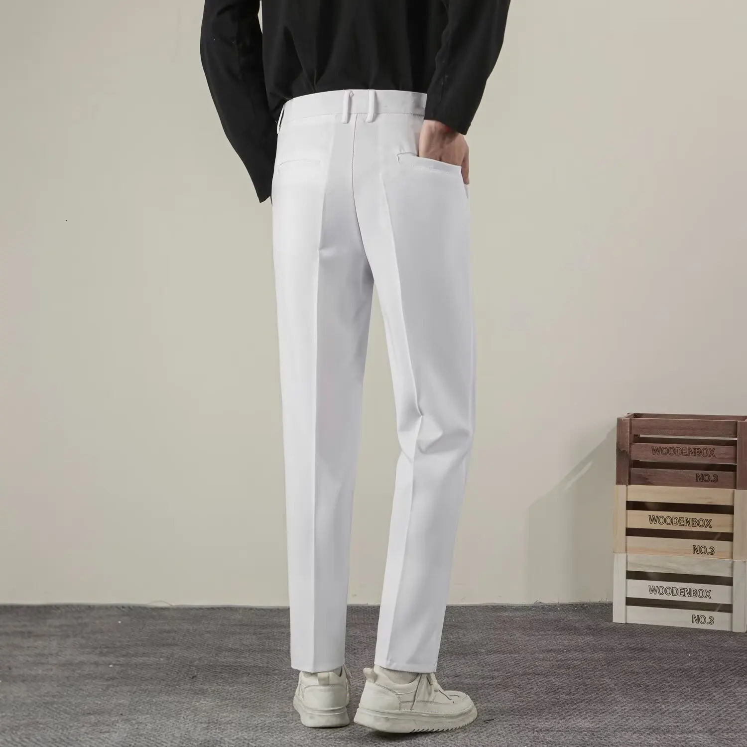 Summer Mens Solid Color Straight Casual Pants Fashion Classic Business Casual Male Clothing Classic Slim Suit Trousers 250715