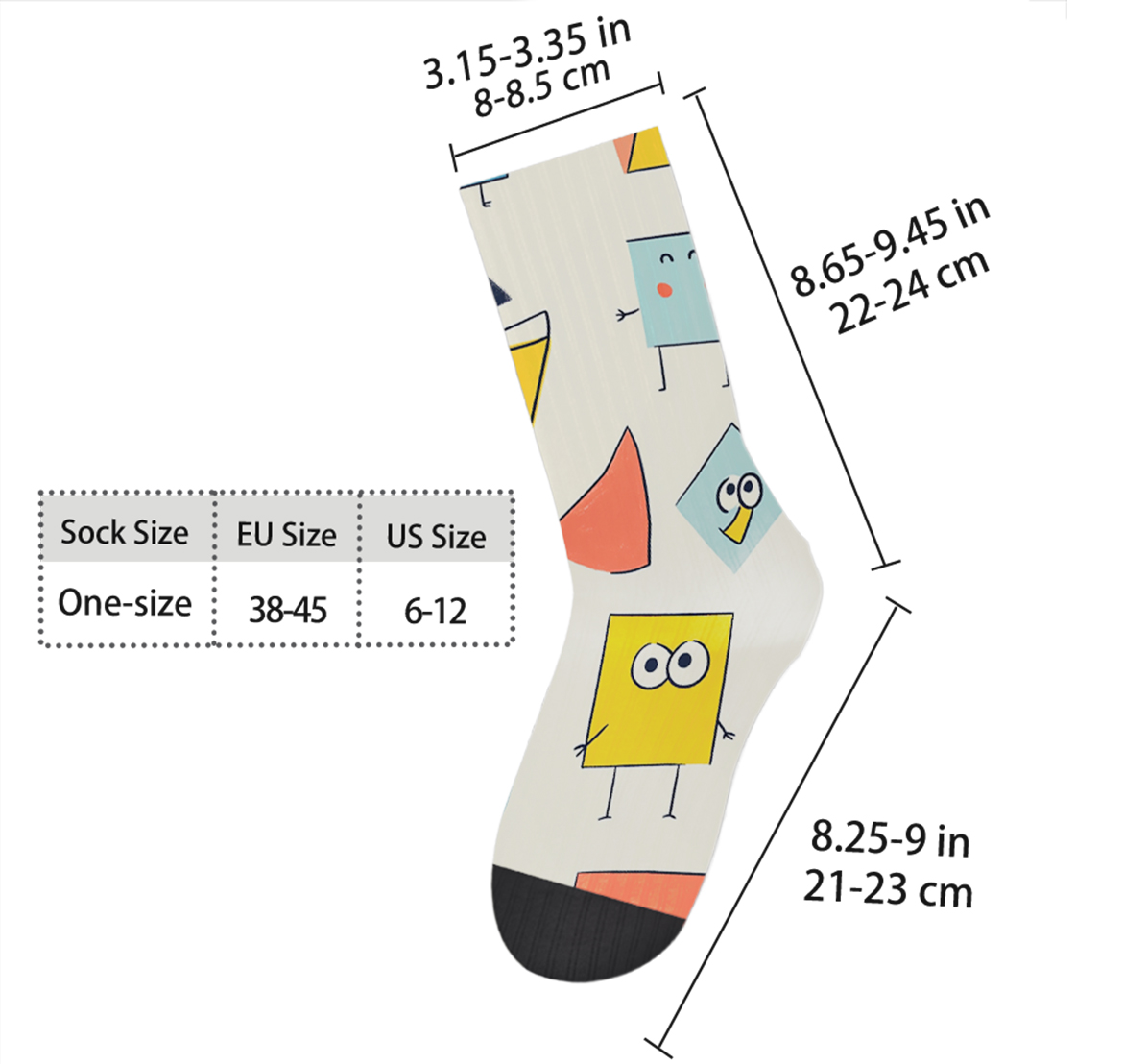 Cute Geometric Character fashion tube unisex Socks: Trendy Fun Vibes