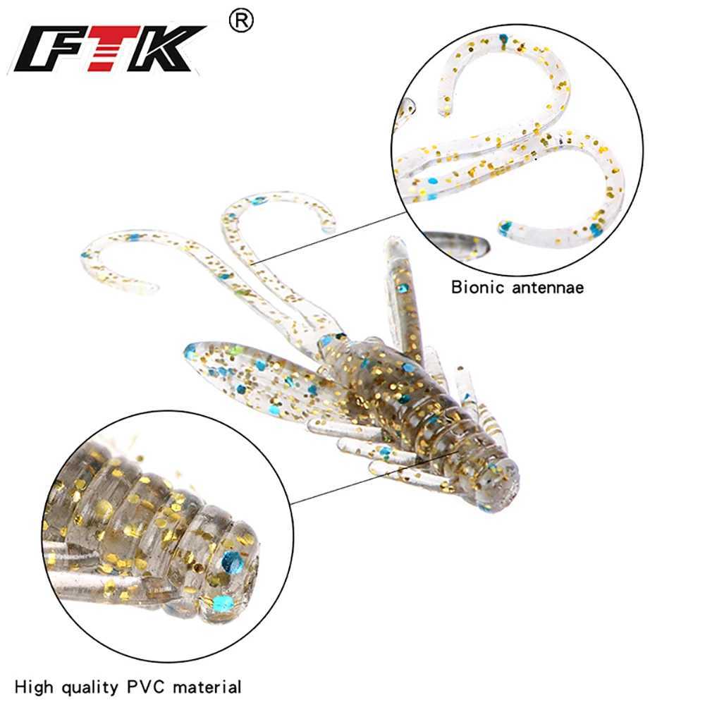 FTK Fishing Lure 20 pcs Insect Baits WobbLEr Soft Jig Gift Wobbling Lifelikelure Swimbait Bass Silicone Saltwater Z250717