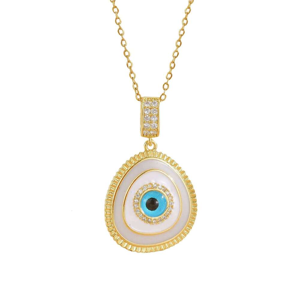 Exaggerated Demon Zircon Pendant Necklace Titanium Steel Copper Gold-Plated Eye Design Clavicle Chain Ed7