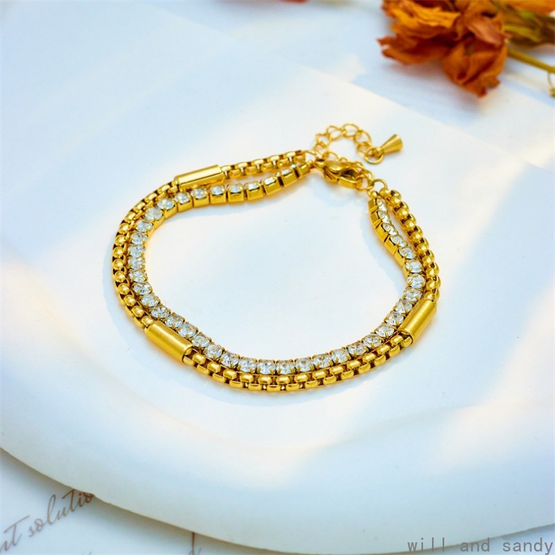 18k Gold Plated Chain Iced Out Stack Bracelet Designer Jewelry Heart Butterfly Tree Charm Bracelets Cuff Fine Jewelry for Women Birthday Wedding Mothe