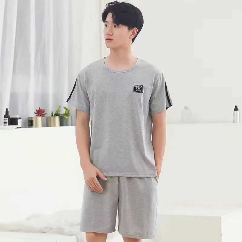 Men Pajama Set Cotton Short Sleeve Shorts Casual Striped Nightwear Loungewear Two-Piece Set Plus Size Summer Men Sleepwear W250717