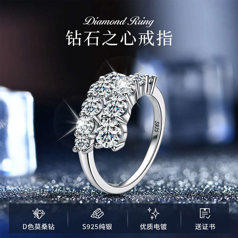 New Style Personality High-End Moissanite Light Luxury S Silver Twisted Arm Double-Headed Open Ring 5Fa