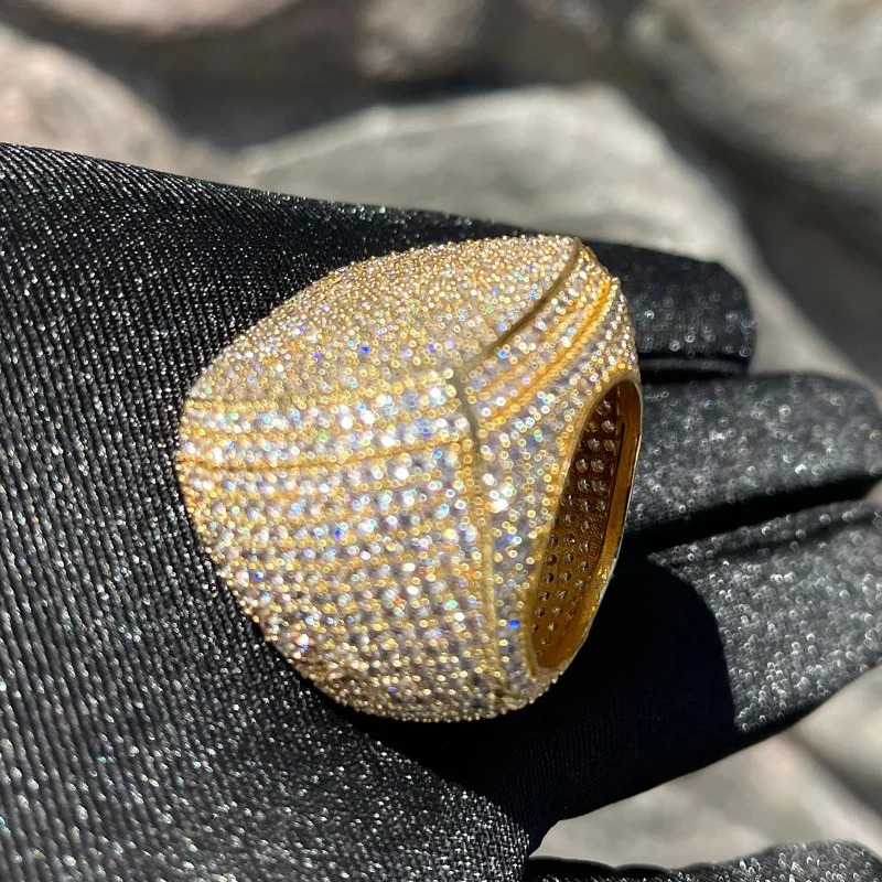 Fashion Mens Gold Color Ring for Party Wedding Full Bling Iced Out Cubic Micro Paved CZ Crystal Hip Hop Rings Jewelry 250716