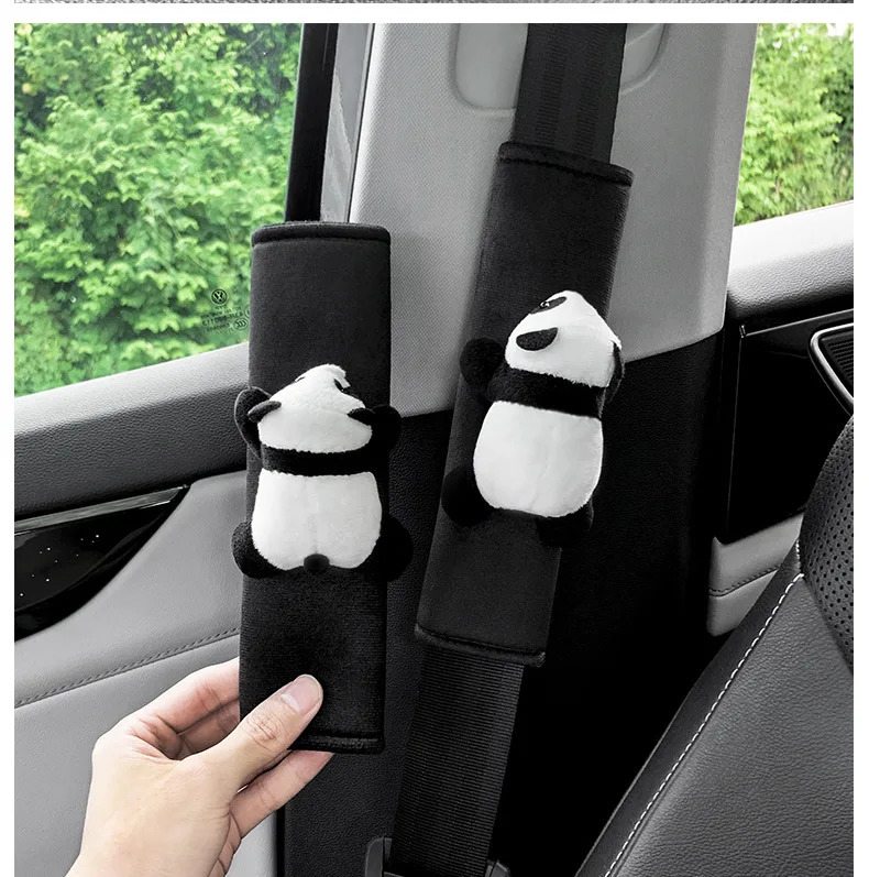 Plush Panda Car Seat Belt Shoulder Protection Sheath Anti-strangling Protection Sleeve Car Accessories Interior Decoration 250715