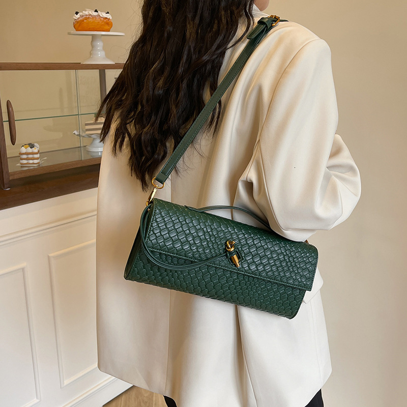 Designer Bags for Women Woven Baguette Bag Fashion Horizontal Pu Leather Crossbody Single-shoulder Handbag