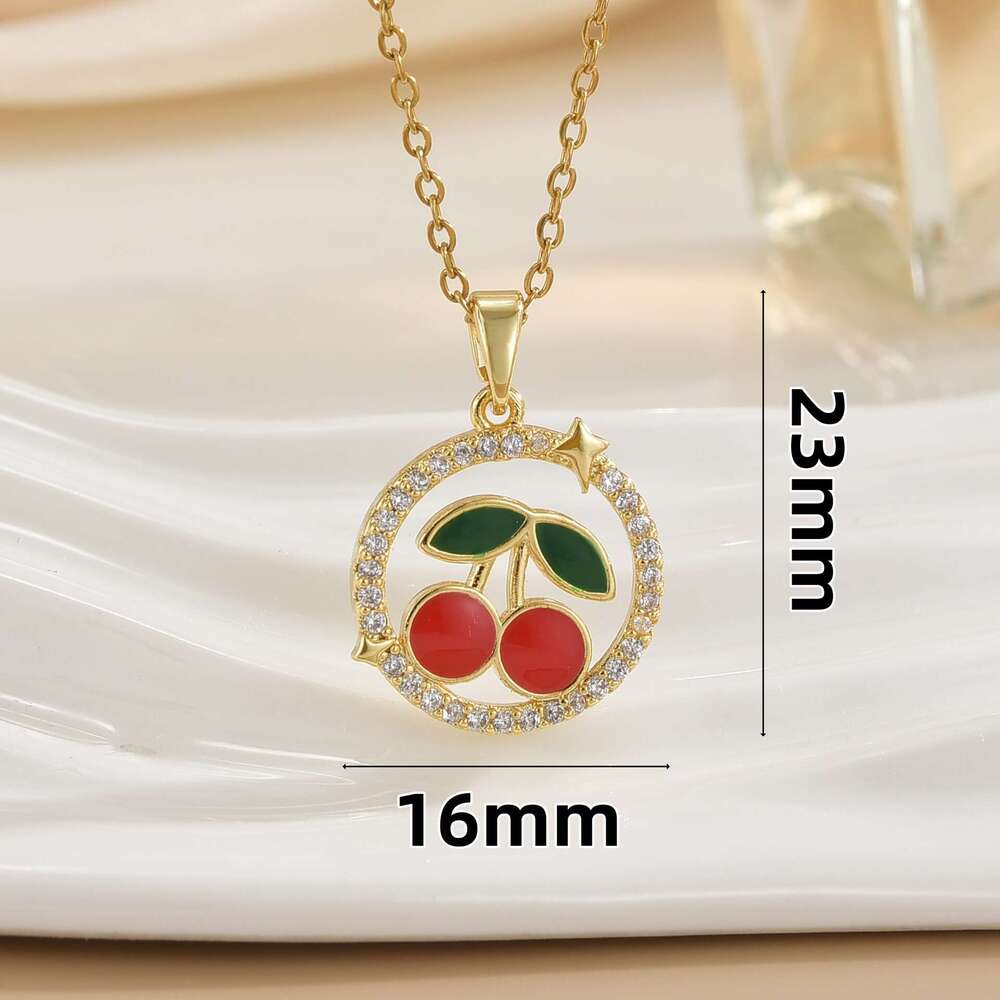 Necklace For Women, Internet Celebrity Year Style, Cherry Temperament, Japanese And Korean Style Accessories, New Fashion Zircon Collarbone Chain Be7