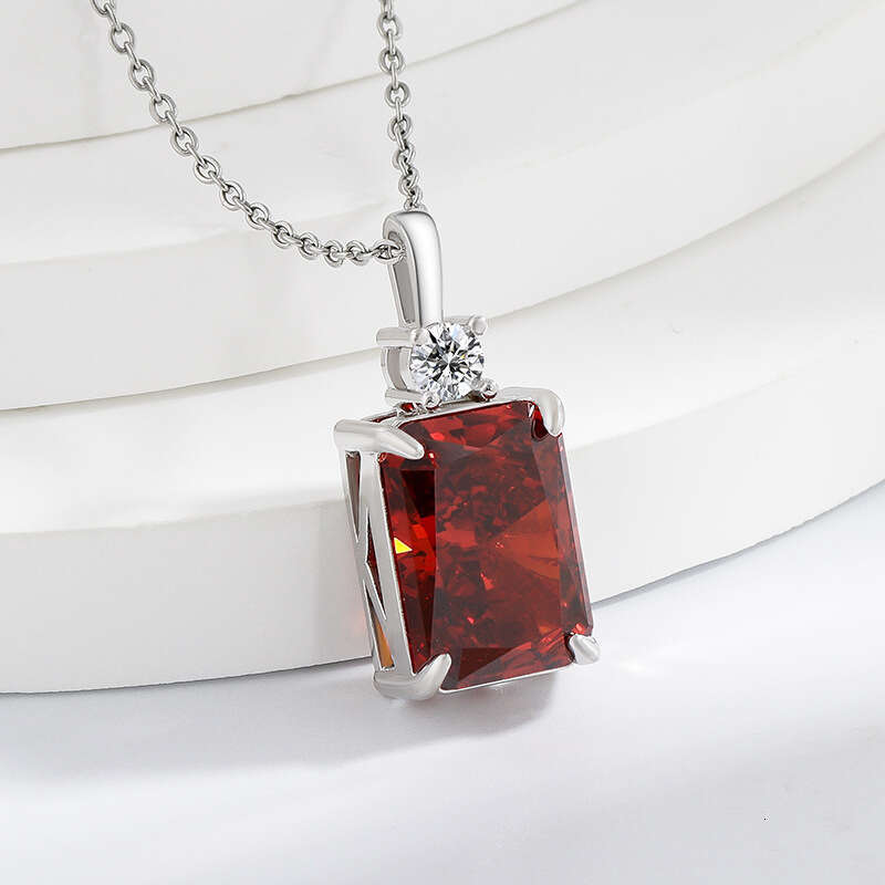 Live High Carbon Gem Square Pendant Perfume Bottle Ice Flower Cut Colorful Dia Sparkling Necklace for Women 45f