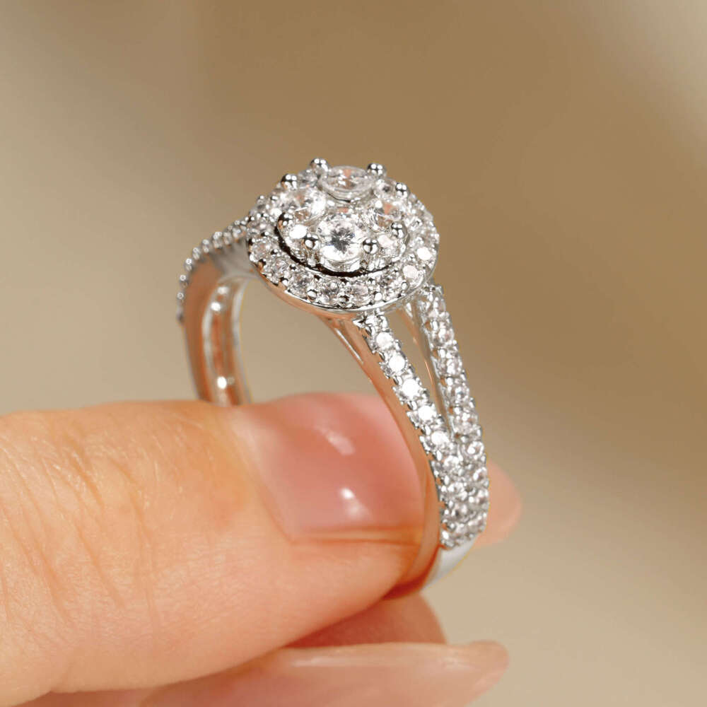 Double Arm Full Diamond Star Personality Internet Celebrity High-End Ins Style Zircon Ring For Women Live Streaming A0b