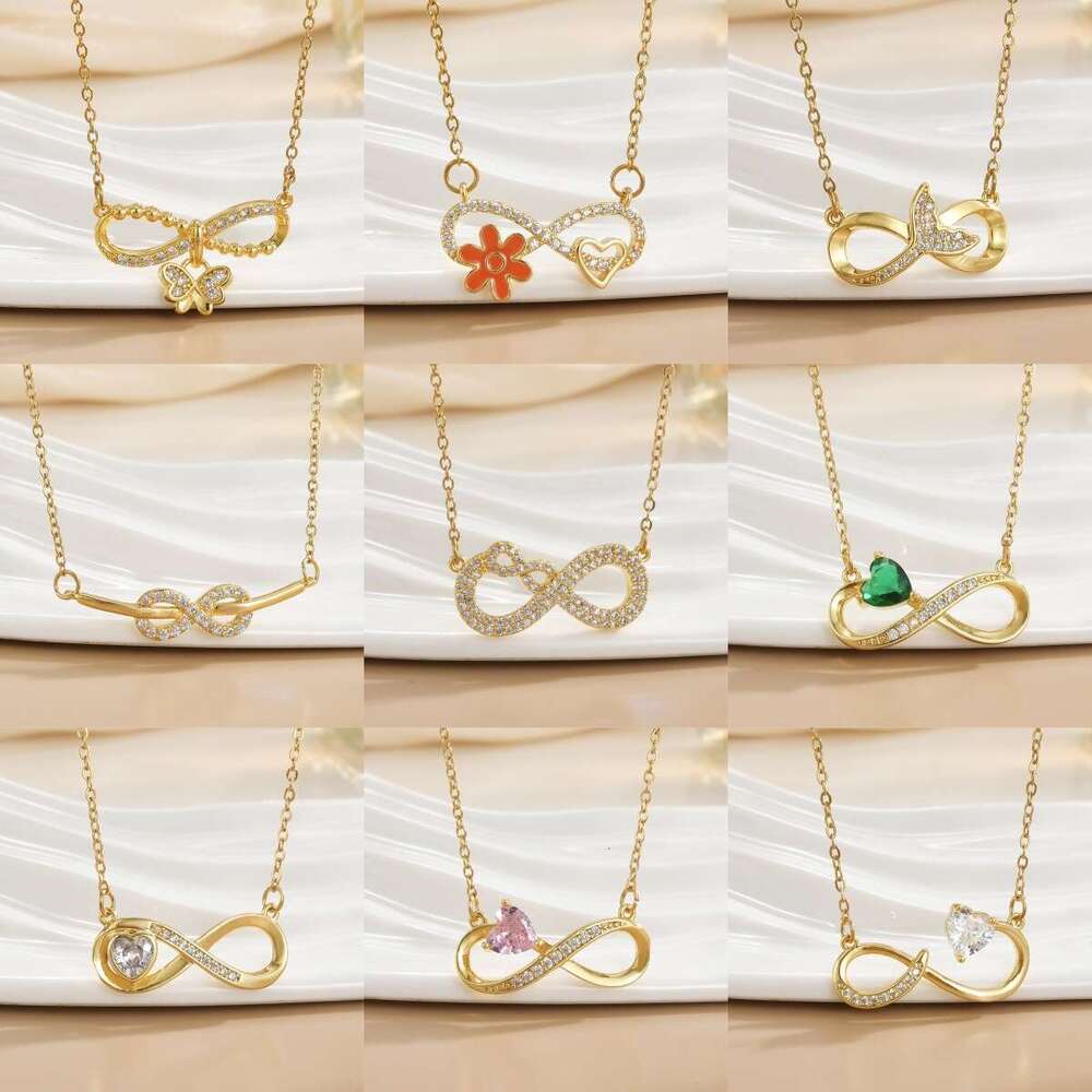 Personalized Design Infinite Loop Zircon Necklace Titanium Steel Figure 8 Collarbone Chain Women's Non-Fading Jewelry E70