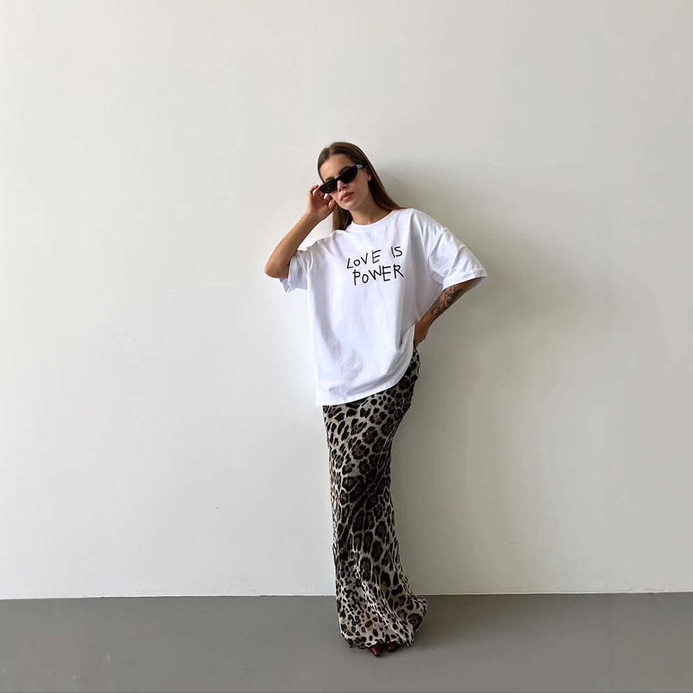 Minimalist Text Print T-Shirt For Women, Summer Versatile Loose Round Neck Pure Cotton Short Sleeve Top B5