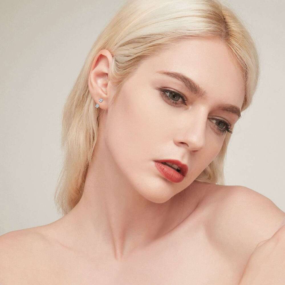 Fashionable Personality Double Wear Moissanite S Pure Sier Niche High-End Light Stud Earrings 87F