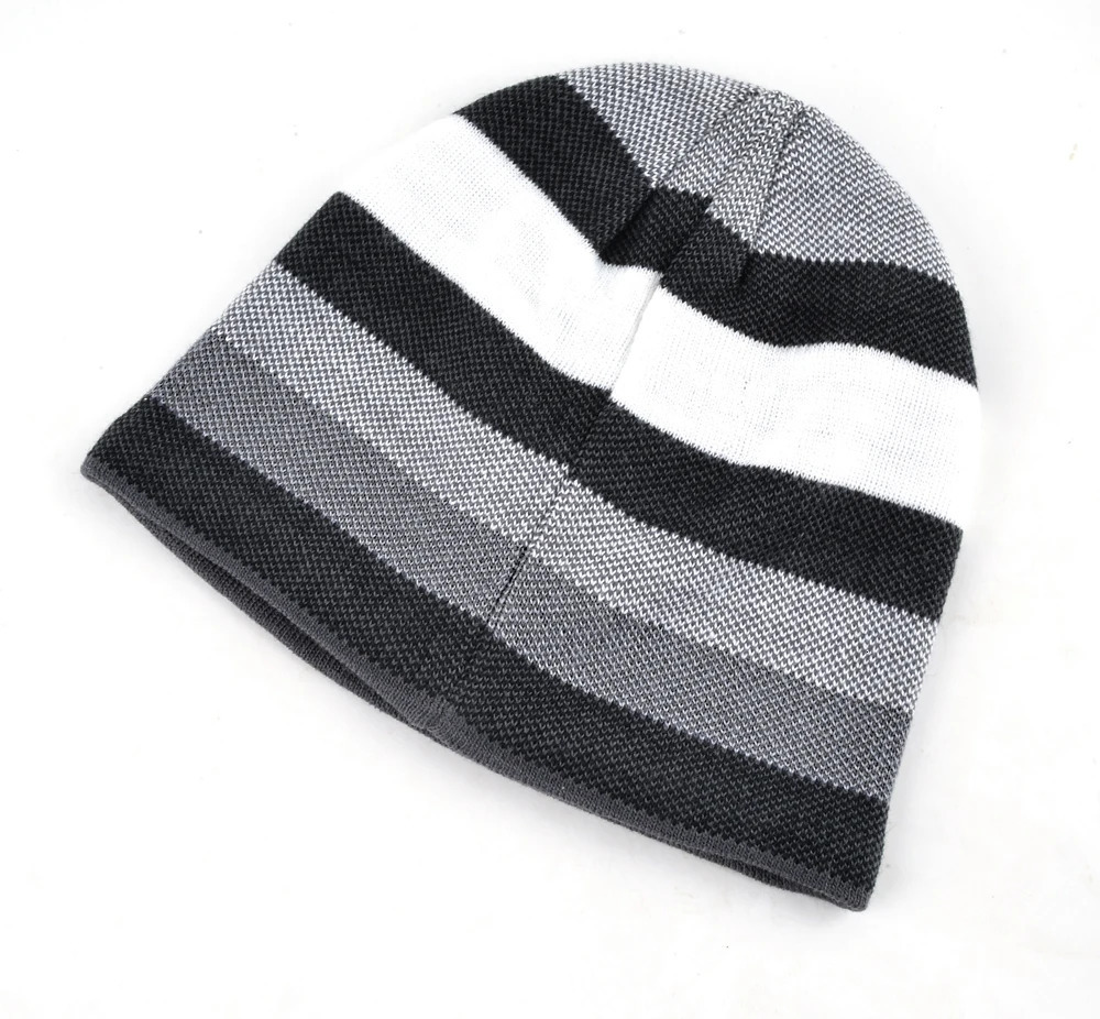 Mens Skullies Hat Bonnet Winter Beanie Knitted Wool Hat Plus Velvet Cap Thicker Stripe Skis Sports Beanies Hats for men 250715