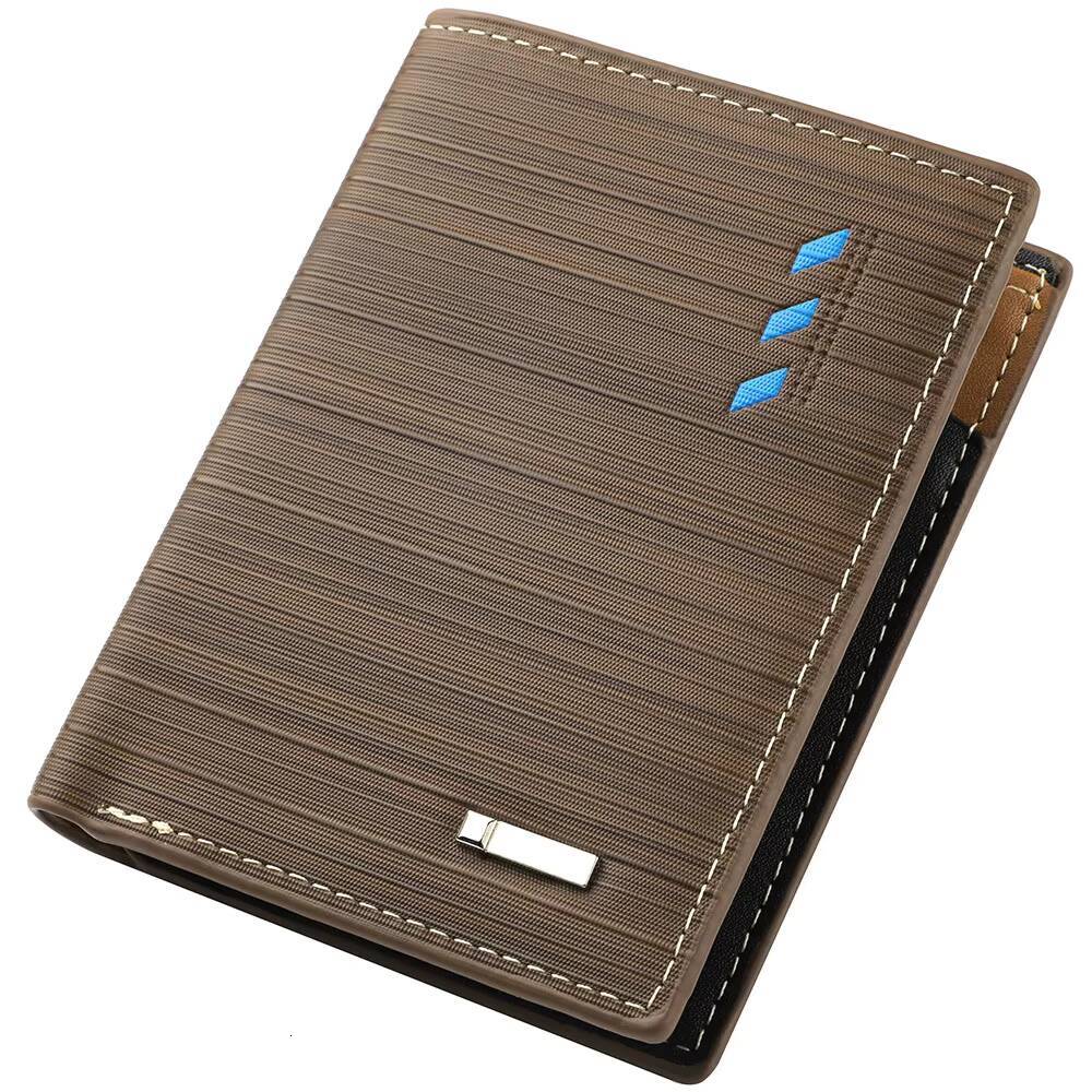Business Mens Wallet Microfiber Synthetic Leather Short Wallets Men Stripe Male Purse Coin Pouch Multi-functional Cards ddmynov