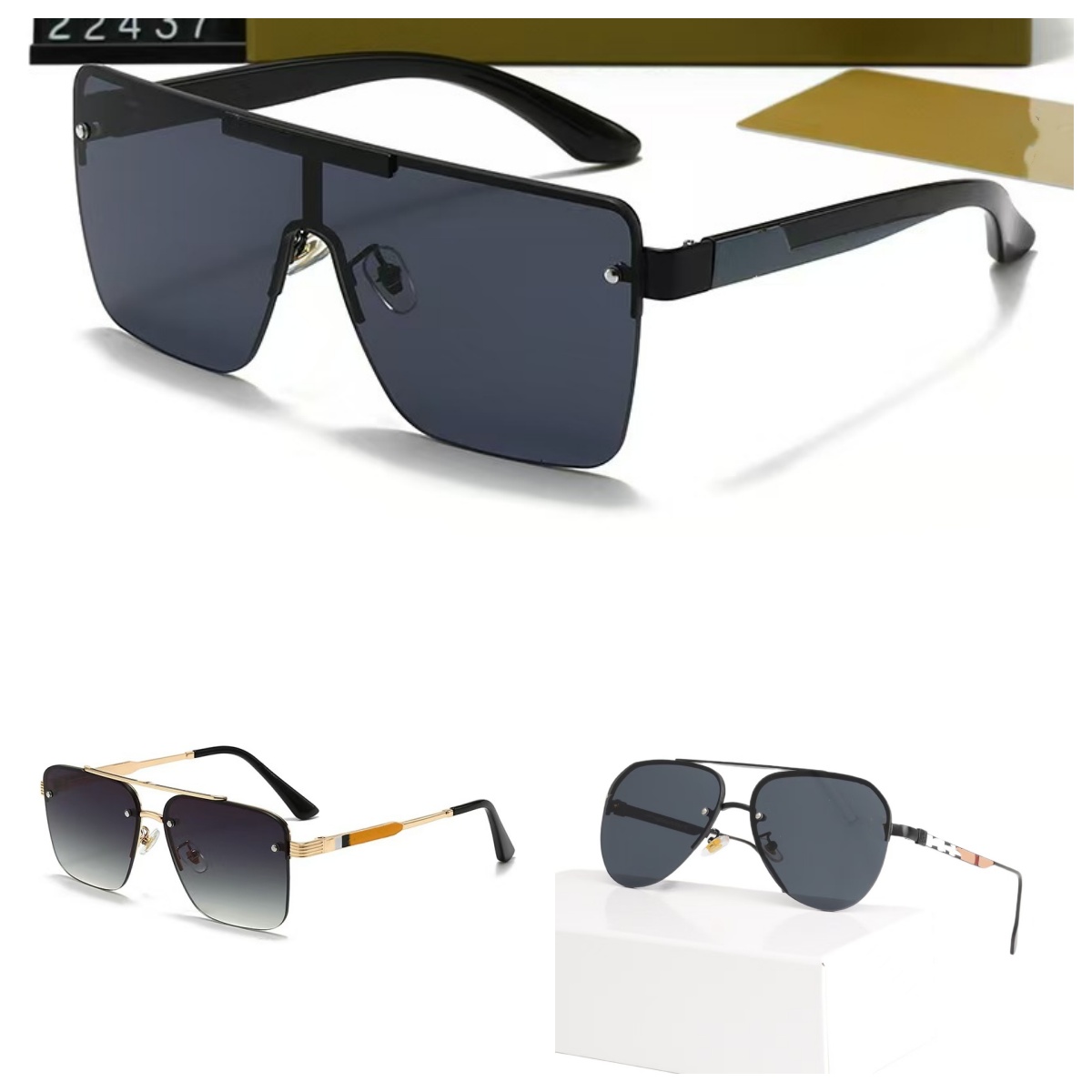 Rectangle sunglasses men Luxury designer sunglasses Man Women Unisex Designer Goggle Beach Sun Glasses Retro Frame Design UV400 beach Sunglass With Box