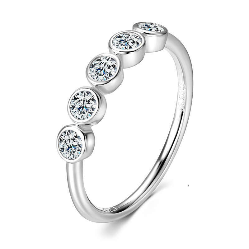 New Fashionable Personality Versatile Pure Silver Moissanite Niche High-End Sense Band Ring Be7