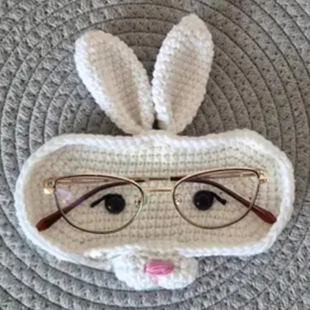 Handmade Crochet Eyeglasses Holder Cartoon Eyeglass Tray Funny Decorative Glasses Stand Crochet Bear Tray Desktop Decoration 250716