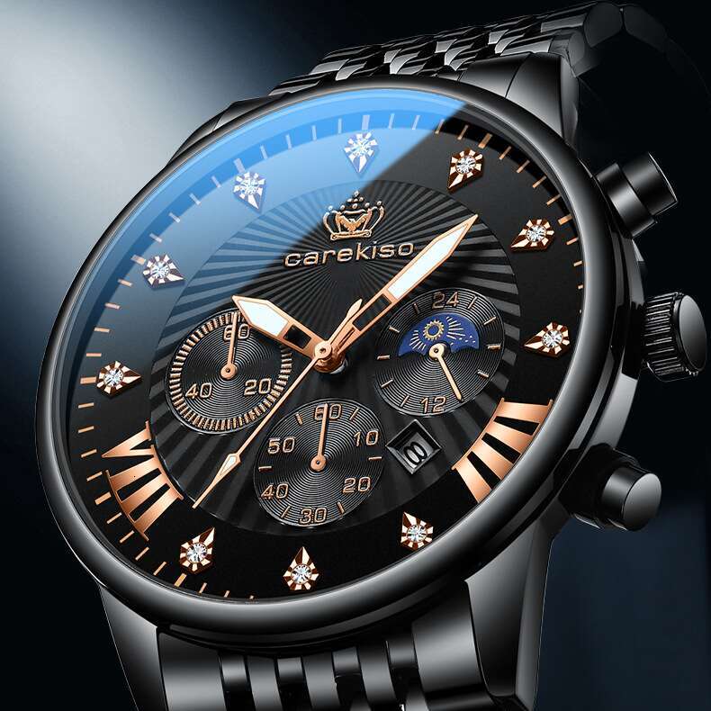 DHgargets Men's Waterproof Watch - 50M Luminous Stainless Steel Quartz Wristwatch with Date, Student Fashion (Model 828)