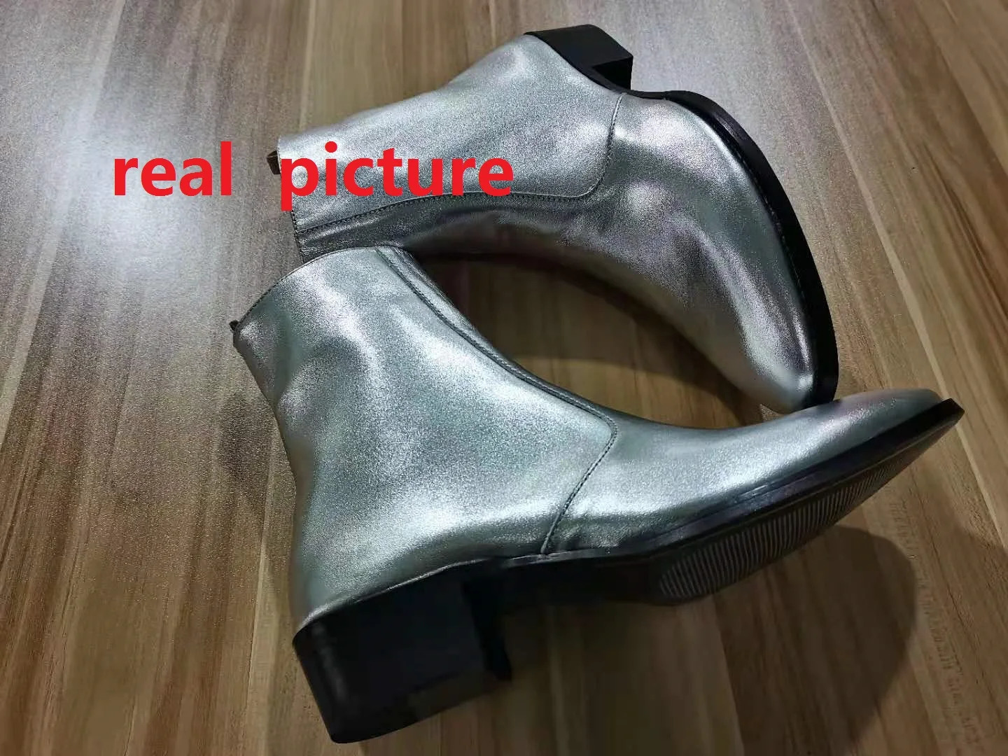 men boots Spring and autumn personality fashion gold and silver Chelsea cowboy boots men fashion boots zip 250715