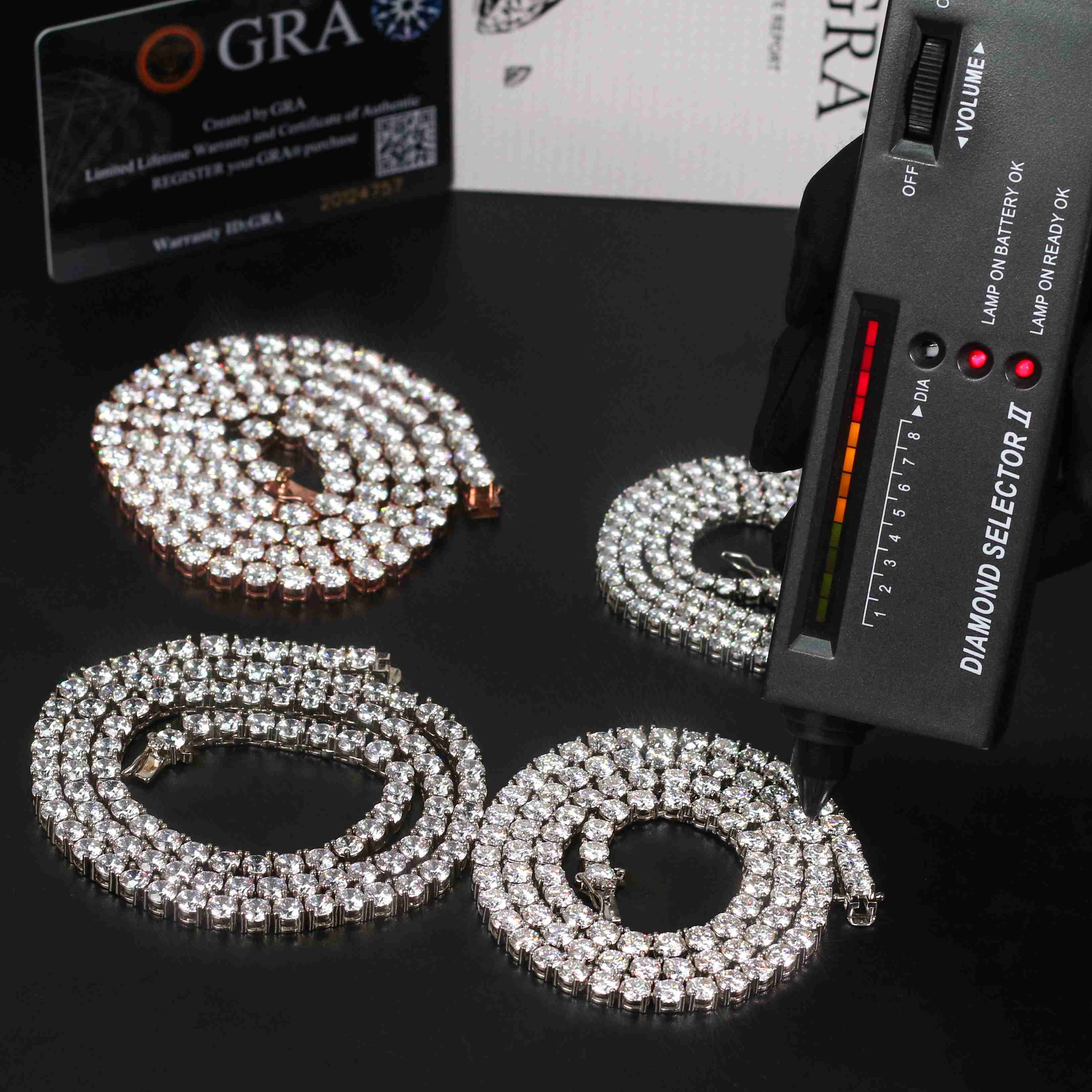 Fine Jewelry White Gold Tennis Chain Necklace Bracelet Hip Hop 925 Silver VVS Iced Out Moissanite Tennis Chain