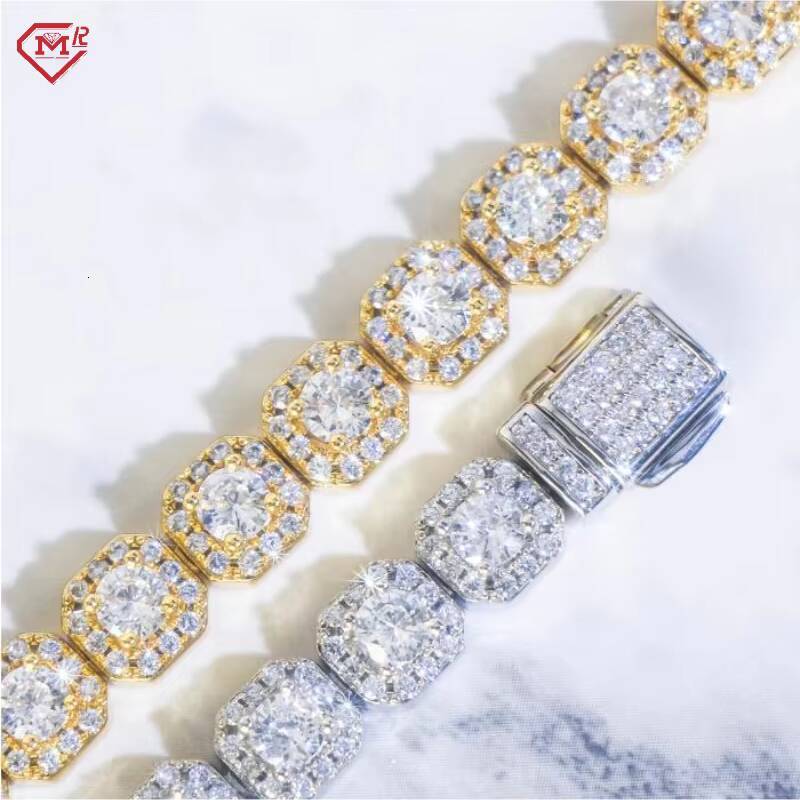 7MM Hip Hop Necklace Tennis Chain Claster 925 Sterling Silver Vvs Iced Out Moissanite Tennis Chain