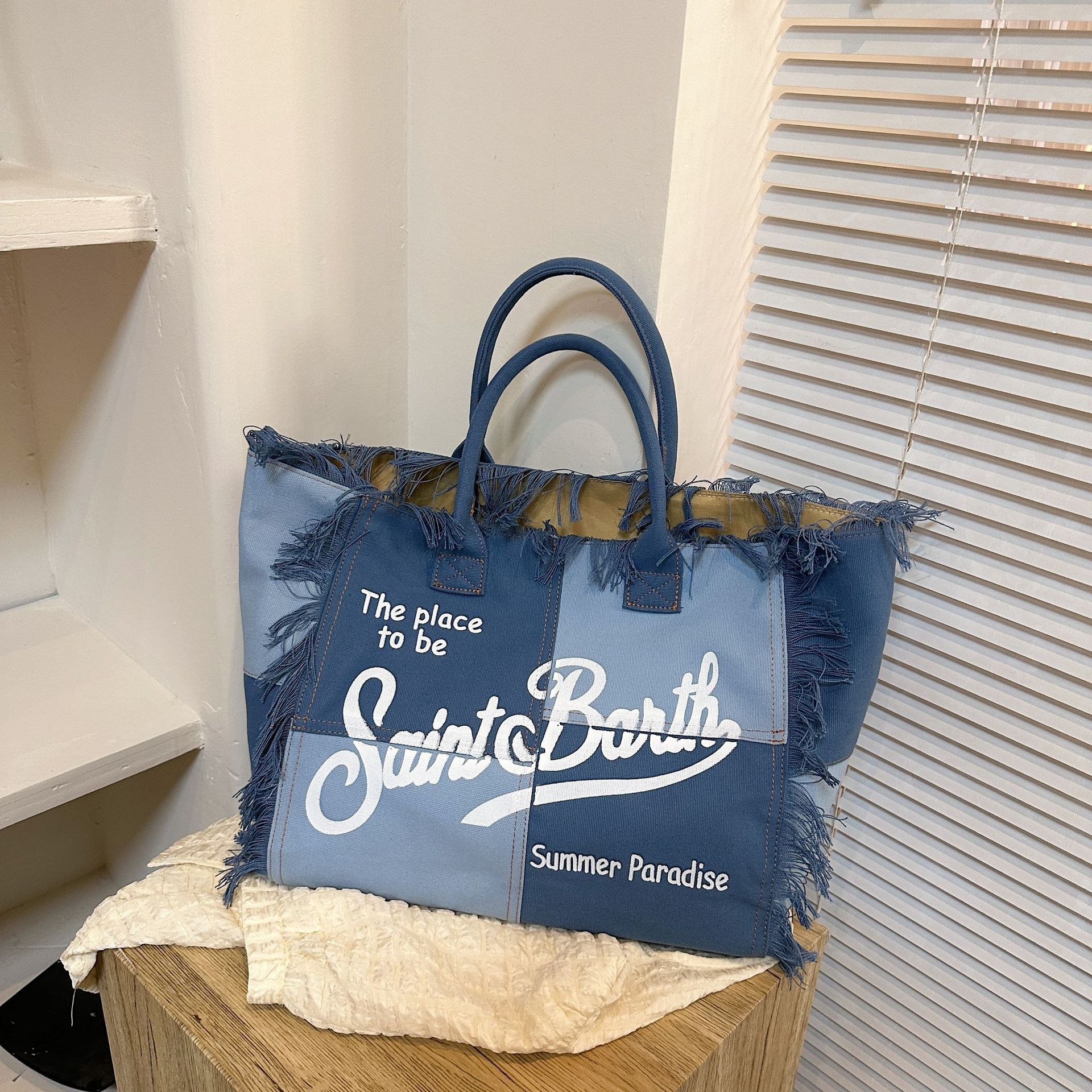 Women's Letter Printed Casual Bag Free Shipping Designer Luxury Tassel Canvas Bag Solid Color Large Capacity Commuting Shoulder Bag Handbag Shopp