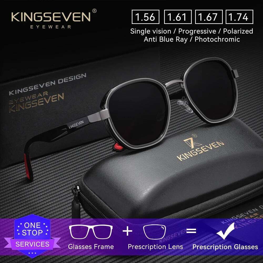 KINGSEVEN Causal Round Retro Optical Sunglasses Myopia Hyperopia PrescriptionGlasses Outdoor Driving Fashion Men Women Eyewear