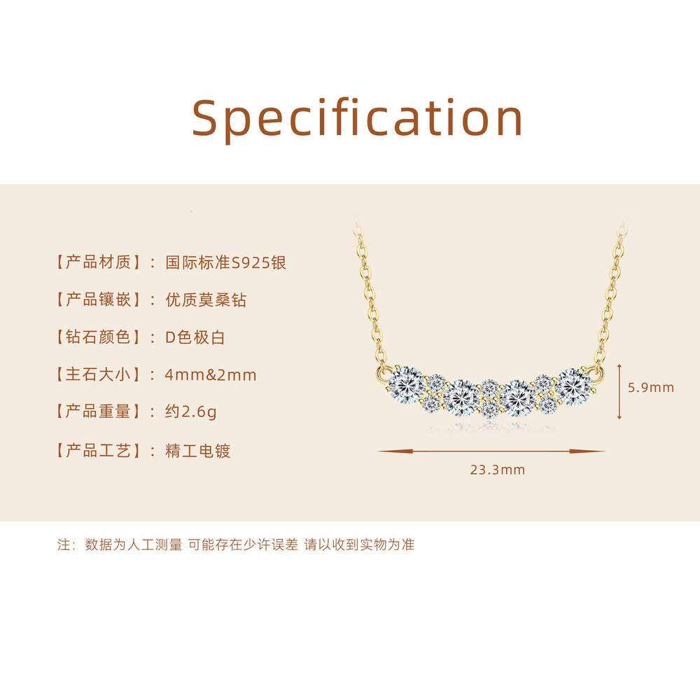 Moissanite Smile Necklace For Women Fashion Light Versatile S Pure Sier High-End Clavicle Chain B32