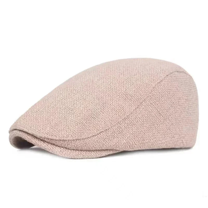 Retro Flat Caps for Men Cotton Linen Duckbill Ivy Cap Women Vintage Solid Orange Casual Autumn Beret Cabbie Cap Unisex 250716