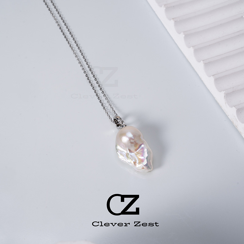 Natural freshwater pearl baroque freshwater nucleated pearl pendant pearl strong light Alloy universal clasp baroque personality fashion trend
