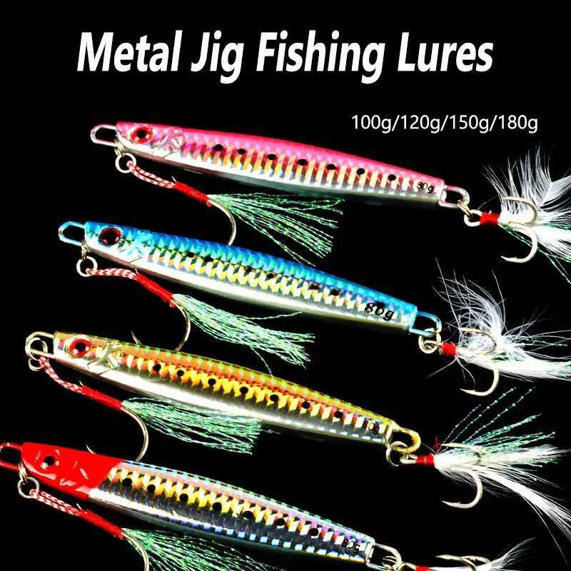 Metal Jig 100g 120g 150g 180g Sea Biomimetic Fish Iron Plate Bait Cast Jig Saltwater Fishing Lure Artificial Ocean Boat Fishing Z250717
