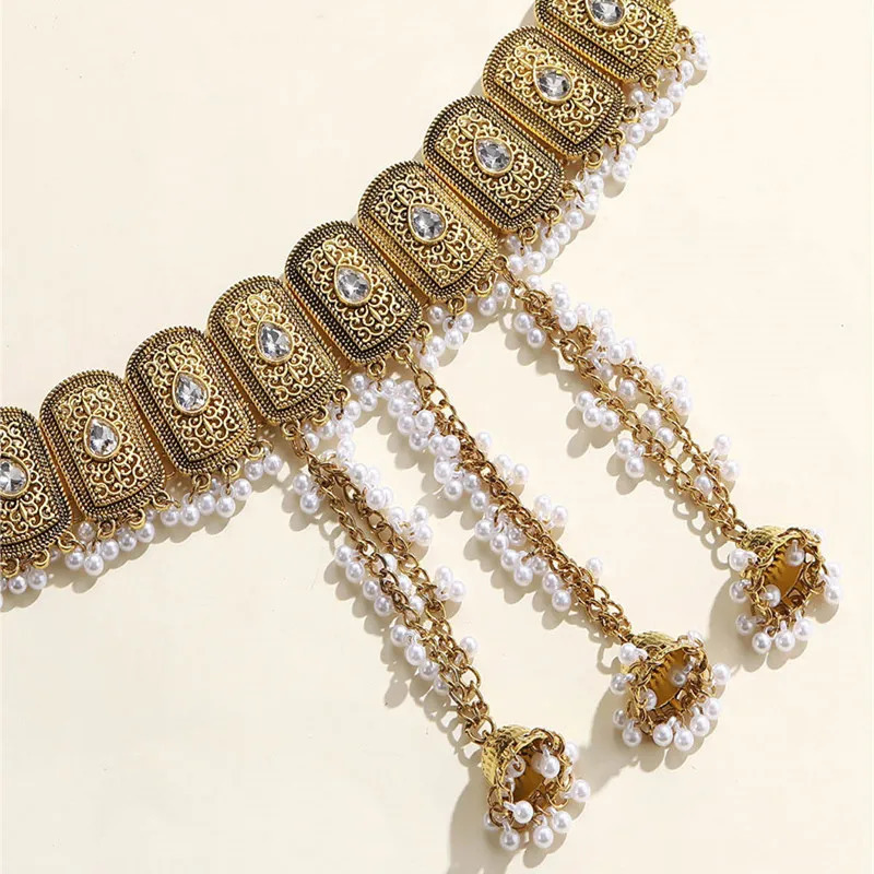 Vintage Belly Chain For Women Simulated Pearl Beads Bell Body Jewelry Ethnic Handmade Womens Jewelry Gift Festive Party Favor 250716