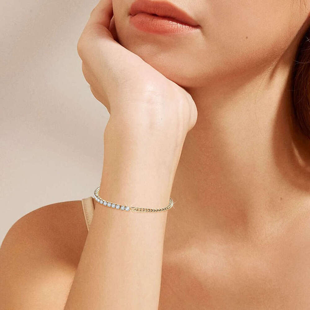 Ins Style D Color Moissanite Tennis Chain S Sier Light Personality Yin Yang Design Hand Jewelry 182