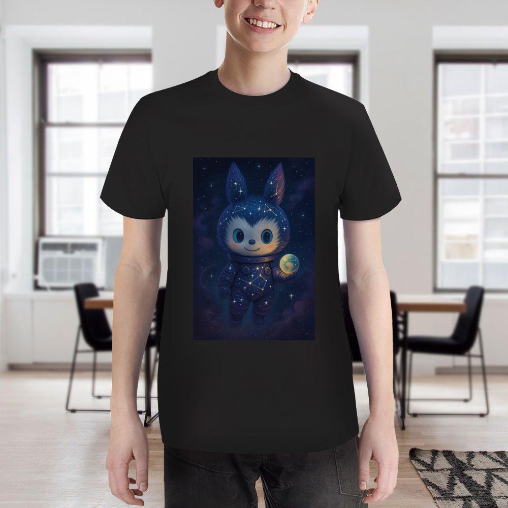 ddmywed Boy and girl Children's T-shirt T-shirt with an image of cat wearing a space suit