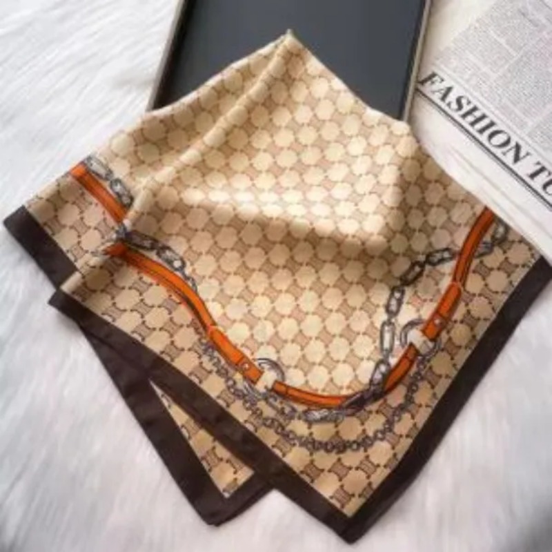 Print 70cm Soft Satin Headkerchief Women Luxury Design Neck Tie Scarf Female Hair Hand Wrist Foulard Shawl Hijab Bandana