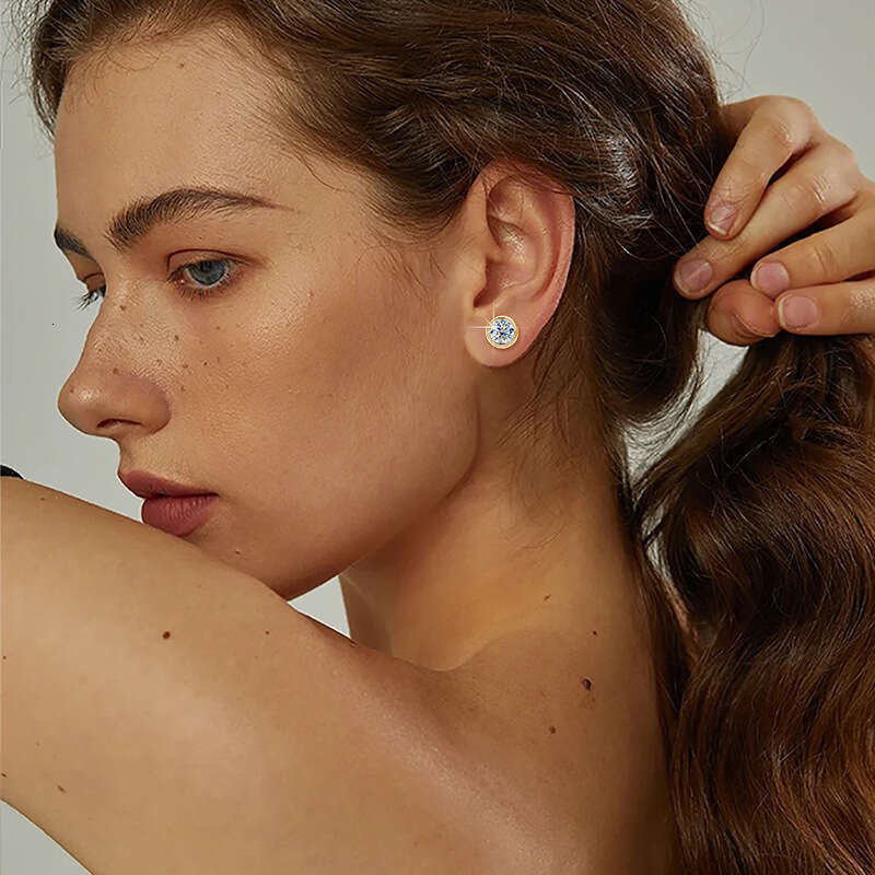 Tiktok Live Moissanite Bubble S Pure Sier Fashion Versatile Elegant Earrings 193