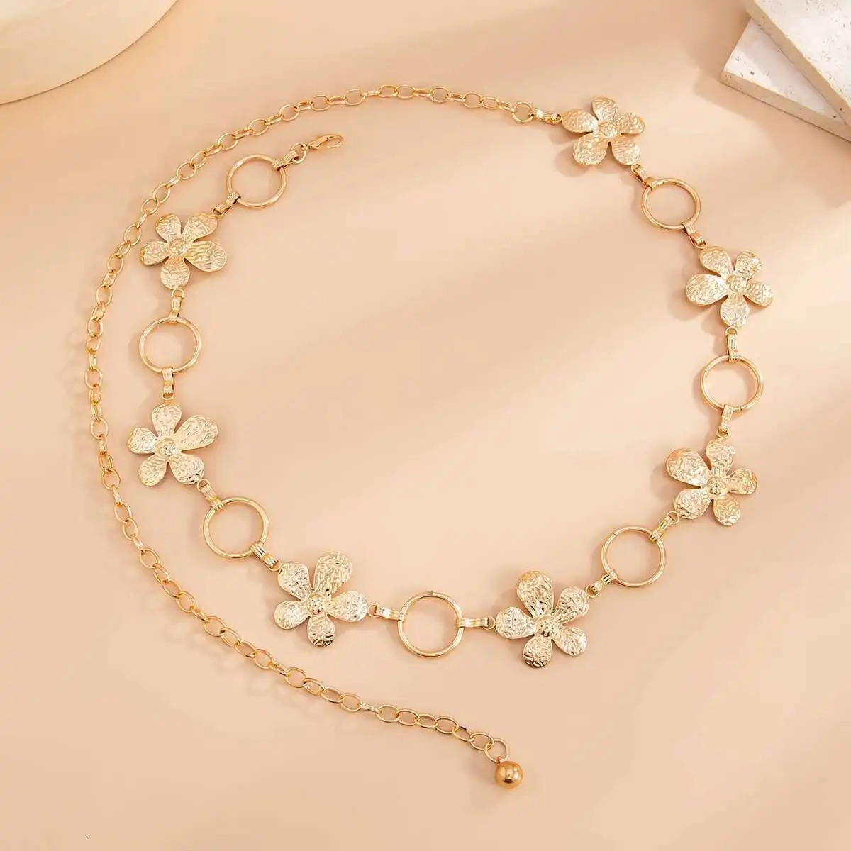 IngeSight.Z Exquisite Metal Large Flower Bikini Belly Waist Chain Women Fashion Summer Sexy Beach Party Belt Dress Body Jewelry 250716