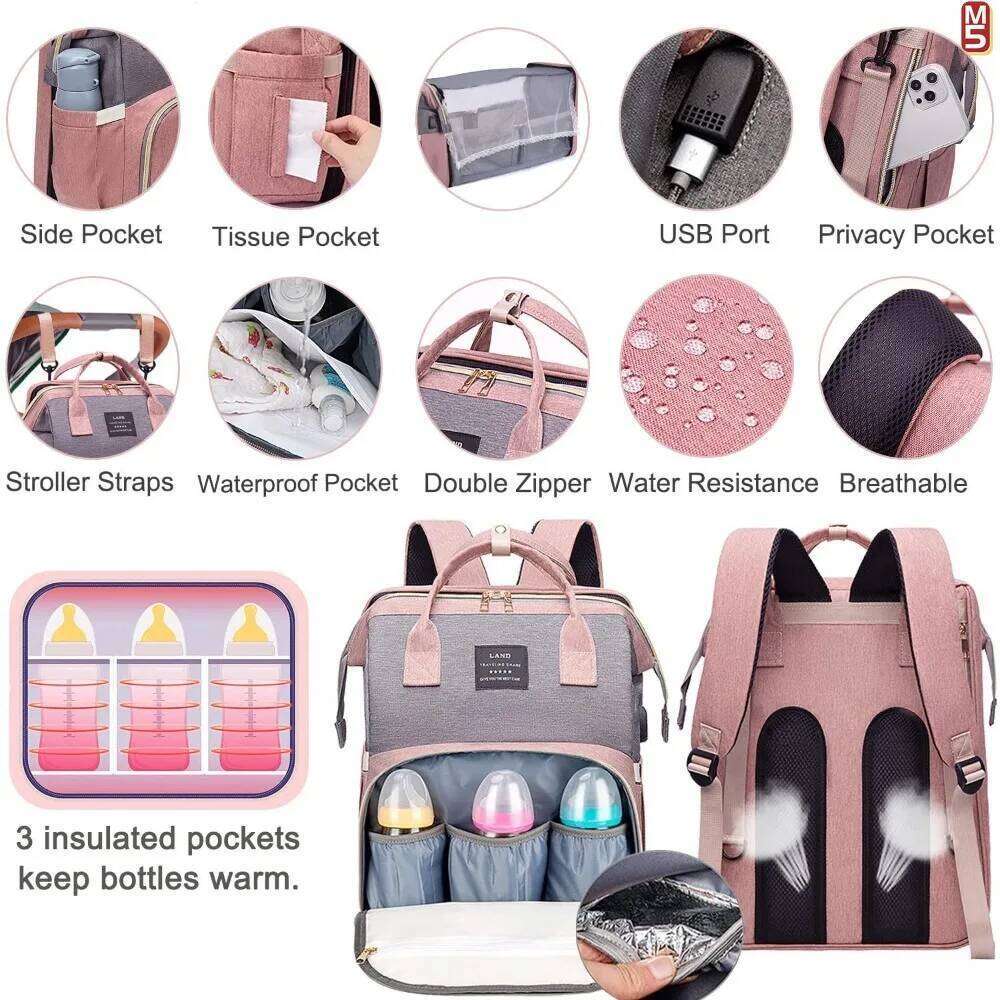 New Arrival Foldable Mommy With Crib Bed Large Capacity For Travel And Daily Use Diaper Bag Backpack